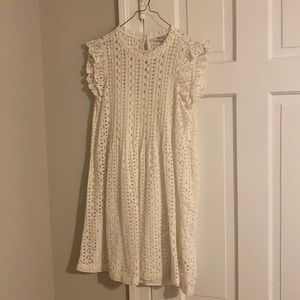 Madewell White eyelet puffy sleeved dress.